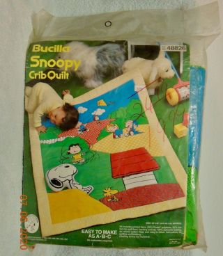 In Package - - Vintage Snoopy & The Peanuts Gang Crib Quilt Kit From Bucilla