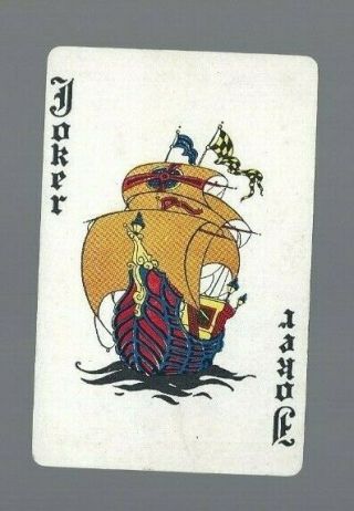 Joker Playing Cards 1x Vint U.  S.  Joker/jokers Sailing Ship/boat