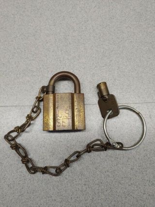 Dynalok Vintage American Us Military Solid Brass Padlock Rare Master Tube Key