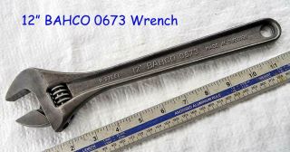 Vintage 12 " Bahco Of Sweden No:0673 Adjustable Crescent Wrench Old Tool
