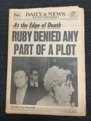Kennedy Assassination - Jack Ruby Death - 1967 York Daily News Newspaper
