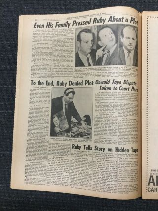 Kennedy Assassination - Jack Ruby Death - 1967 York Daily News Newspaper 3