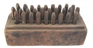 Standard Bench Made Alphabetical Dies 1/8 " In Wooden Box A - Z Plus 2 Punctuation