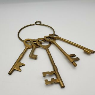 Set Of Brass Skeleton Keys On Ring