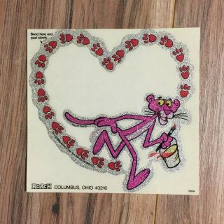 Vtg Pink Panther Sticker Decal Vinyl 1980 Roach Studio Glitter Heart Cartoon Usa