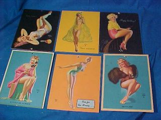 6 - 1940s Earl Moran Illustrated Pin Up Girl Arcade Mutoscope Cards