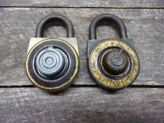 2 Brass & Steel Combination Padlock Old Vintage Antique Lock L 603
