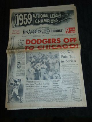 Sept.  30,  1959 Los Angeles Newspaper: Dodgers Are National League Champions