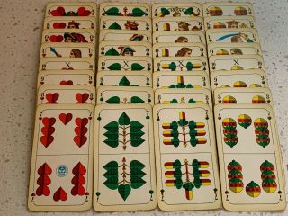 Vintage Hungarian - German Playing Cards • Deck Of 32 In Plastic Case • Schmid