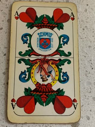 VINTAGE HUNGARIAN - GERMAN PLAYING CARDS • DECK OF 32 in PLASTIC CASE • SCHMID 2