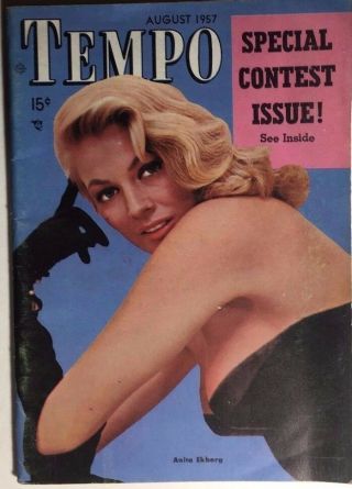 Tempo August 1957 Risque Pocket Mens Mag (no Nudity) Anita Ekberg Cover/pictures