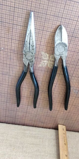 Vintage Craftsman - Vintag needle nose pliers & diagonal cutters USA - C series 2