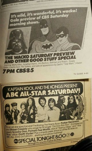 2 Tv Guide Ad S Kaptain Kool And The Kongs,  Star Wars Saturday Morning Cartoons