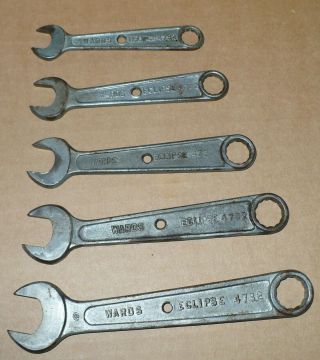 Vintage Set Of Wards Wrenches / Montgomery Eclipse 5 Piece Set / Combination