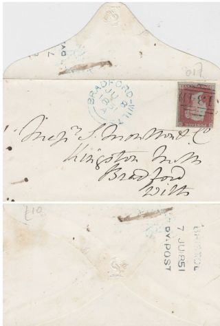 1851 Qv Scarce Bristol Penny Post Cover With A Good 1d Penny Red Stamp