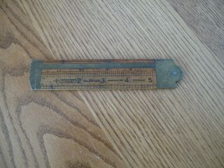 Vintage Stanley No 36 1/2 Boxwood Brass Folding Ruler 12 " Slide Caliper Tool