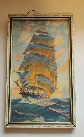 Vintage Ship Ocean Nautical Picture The Glass Art Shop Great Falls Montana