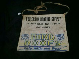 Vintage Canvas Advertising Shop Nail Apron Bird And Roofs