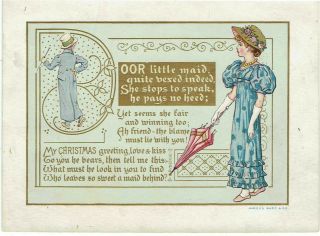 Kate Greenaway Artist ? Victorian Christmas Card Girl Rejected By Boy M Ward