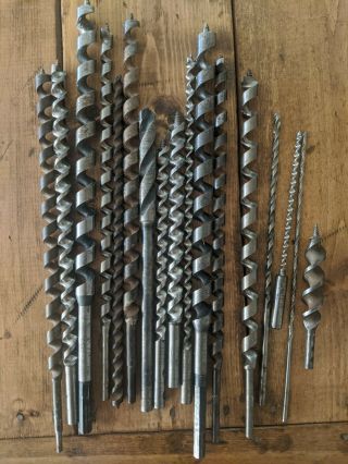 Vintage Stanley Ratcheting Hand Drill Auger With 17 Auger Bits (NOT ALL FIT) 2