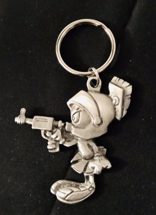 Solid Pewter Silver Marvin The Martian Looney Tunes Figurine Silver Keychain A