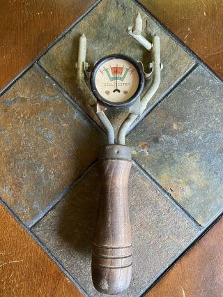 Vintage Battery Cell Tester Meter Wood Handle Farm Auto Shop Tool Collectible