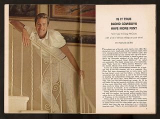 1964 Tv Guide Article Doug Mcclure Of The Virginian Checkmate 3.  5 Pages Search