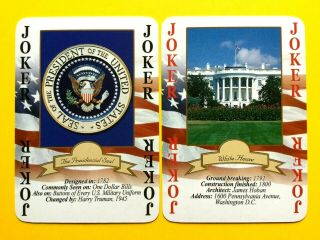 2 White House & Presidential Seal Jokers Single Swap Playing Cards