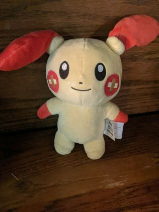 Pokemon Plusle Plush Stuffed Animal Tomy Yellow Red Crosses Plus