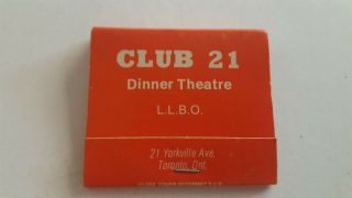 Matchbook Club 21 Dinner Theatre.  Broadway Musical About Sex.  Toronto.  Full J4