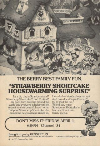 1983 Tv Guide Ad Strawberry Shortcake Housewarming Surprise Full Page 5 X 7