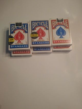 6 Deck Of Bicycle Standard Face Poker Playing Cards 3 Red And 3 Open Blue Full
