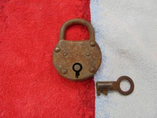 Antique Vintage Steel Case Lock And Key,