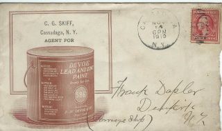 1910 C.  G.  Skiff - Cassadaga,  Ny/agent For Devoe Paints,  Nyc - Cover Envelope