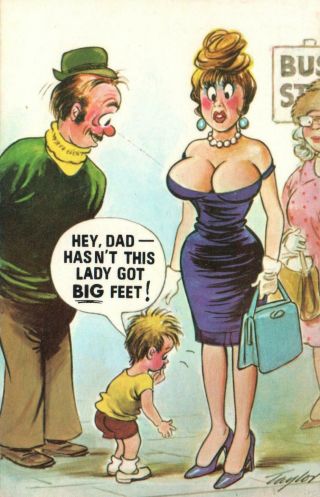 Comic Rude Risque Bamforth Son Stares At Ladys Feet Man Stares At Boobs Postcard