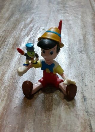 Vtg Disney Pinocchio & Jimmy Cricket Pvc Figure Applause 2 " Tall 1990 