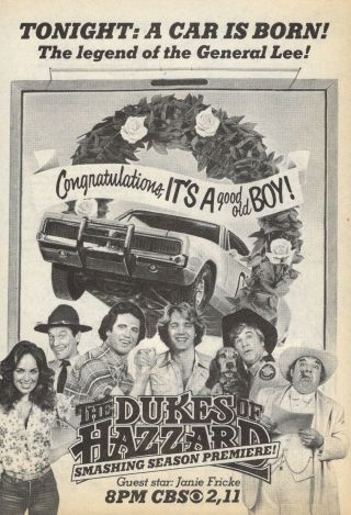 1984 Full Page Tv Guide Ad The Dukes Of Hazzard General Lee Car Is Born 5 X 7