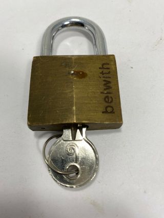 Vintage Belwith Brass Padlock Lock W/ Key