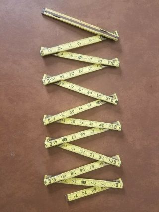 Vintage Stanley X226 Folding Ruler Wood 72 Inch Four Way Extension