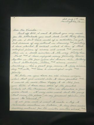 1962 Handwritten Letter From Lucky Allen A Circus Artist From Minneapolis Mn