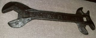 Moline Plow Co.  X 5,  Wrench.  Three Open End Openings & 1/2 In.  Square Cutout