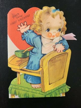 Vtg Gibson Valentine Greeting Card Baby 