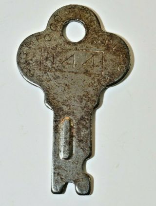 Long Lock Key T44 Mfg Co Old Steamer Trunk Key Petersburgh Va Vintage Bx - 7