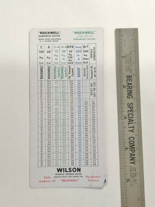 VINTAGE 1953 ROCKWELL SUPERFICIAL HARDNESS TESTER CHART 2