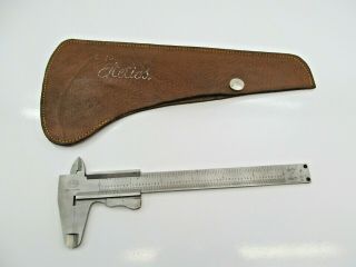 Vintage Helios 6 " Vernier Calipers Precision Machinist Tool W/leather Case