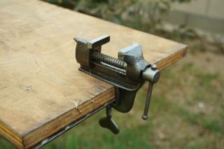 Vintage Table Mount Vise 1 - 7/16  Jaws,  Cast Iron Jewelers Hobby Vice