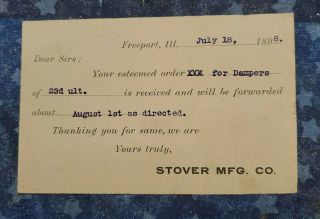 1898 Stover Mfg Co Postcard