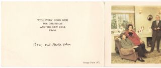 Orig 1973 Prime Minister Harold Wilson Family Xmas Card,  Politics,  Labour Party