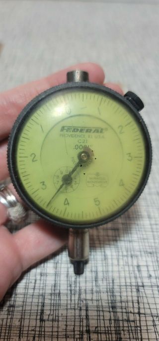 Vintage Federal Dial Indicator.  0001 " C21 Jeweled Machinist Tool Miracle Movemen