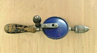 Vintage Stanley Handyman No.  H1221 Hand Drill Wooden Handel Smooth Operation